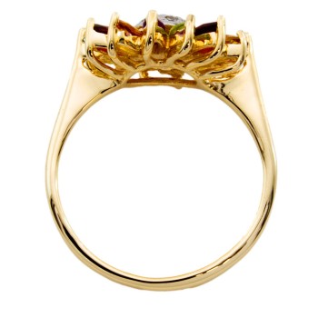 9ct Gold Real Stones Cluster Ring size N